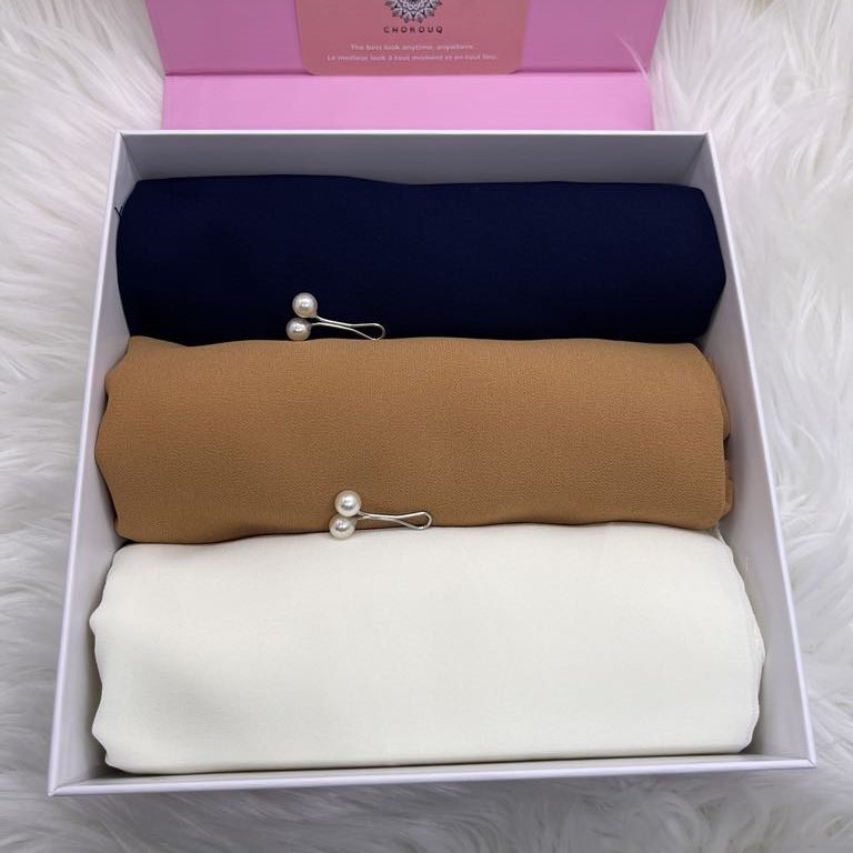 Set of 3 Silk Chiffon Hijabs (Mix 5)