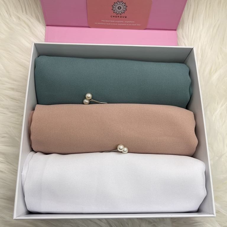 Set of 3 Silk Chiffon Hijabs (Mix 2)
