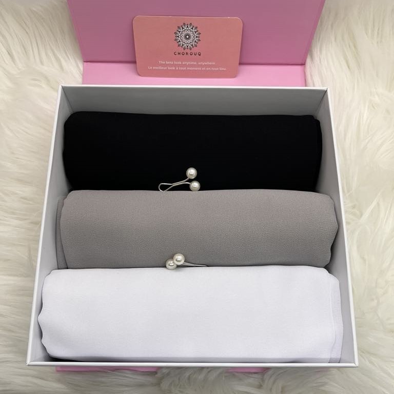 Set of 3 Silk Chiffon Hijabs (Mix 3)